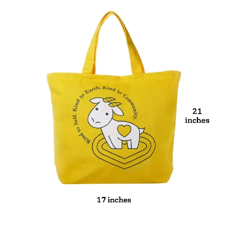 Beekman 1802 : Canvas Lightweight 100% Cotton Goat Kindness Tote Bag- Yellow