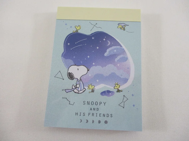 Cute Kawaii Peanuts Snoopy Mini Notepad / Memo Pad Kamio - I Starry Night - Stationery Designer Paper Collection