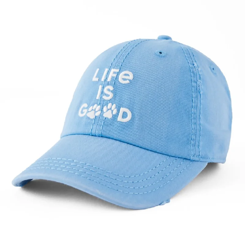 Life Is Good : Paw Prints Sunwashed Chill Cap in Cool Blue