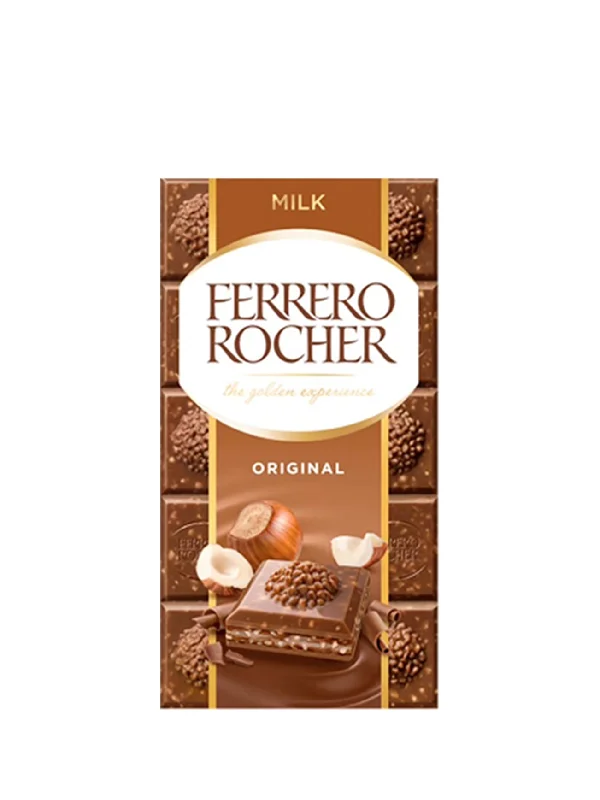 FERRERO ROCHER ORIGINAL MILK CHOCOLATE BAR 90G