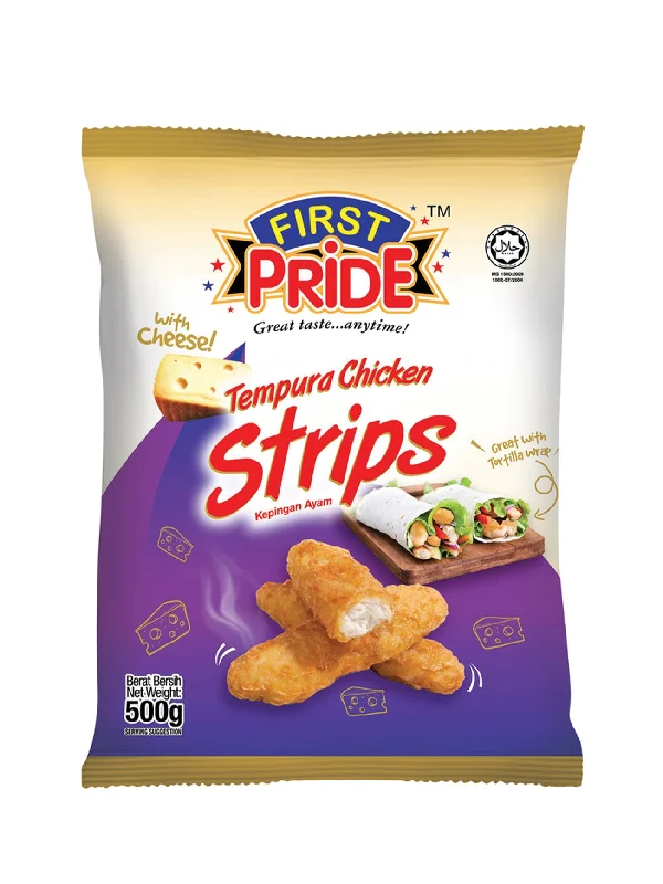 FIRST PRIDE TEMPURA CHEESE CHICKEN STRIPS 500G