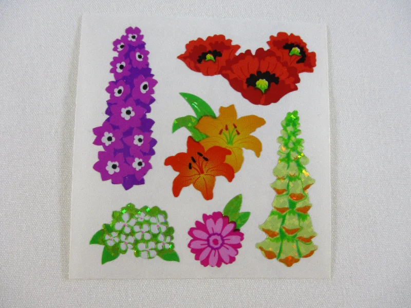 Sandylion Flowers Glitter Sticker Sheet / Module - Vintage & Collectible