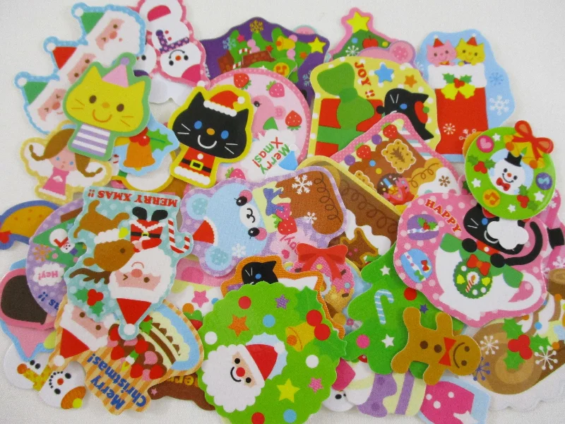 Christmas Winter Santa Ginger Bread Snowman Flake Stickers - 50 pcs