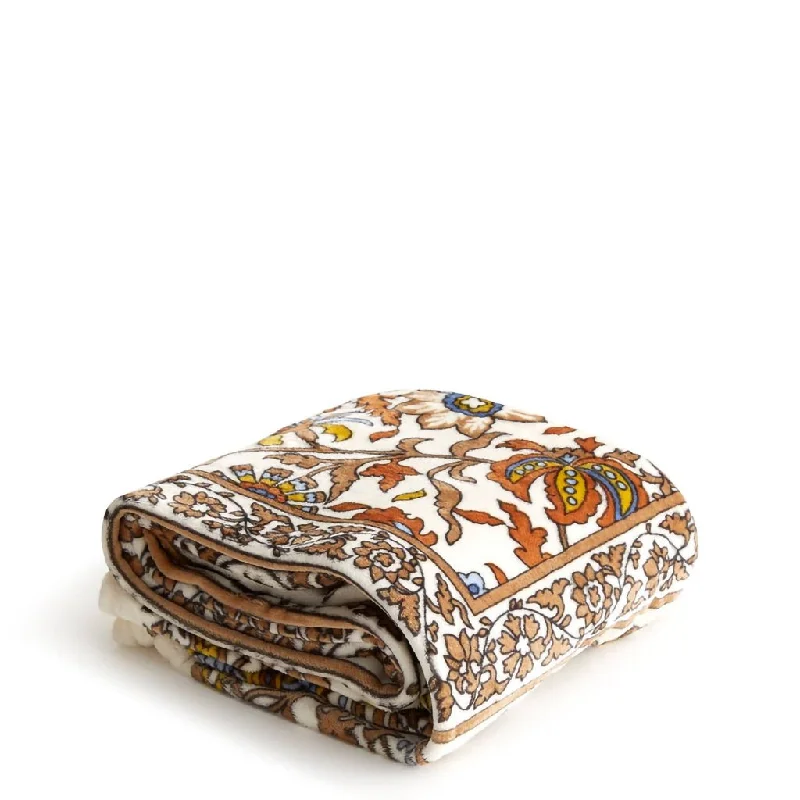 Vera Bradley : Plush Throw Blanket - Marrakesh Vines Neutral in Fleece