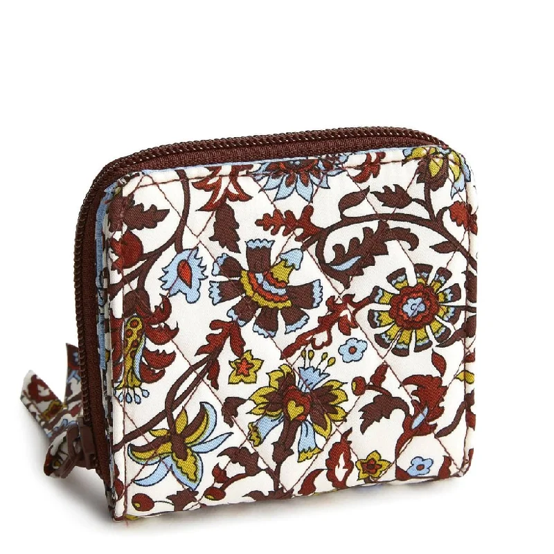 Vera Bradley : Small Zip-Around Wallet - Marrakesh Vines Cream in Cotton Gabardine