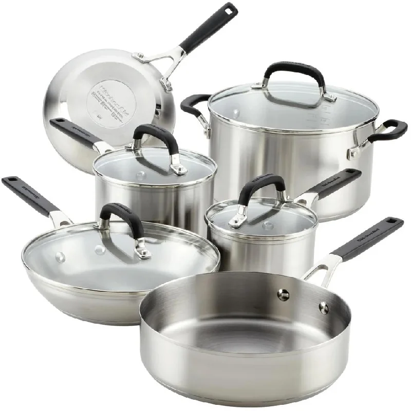 KitchenAid Stainless Steel Cookware Set, 10-Piece 71017-TF05