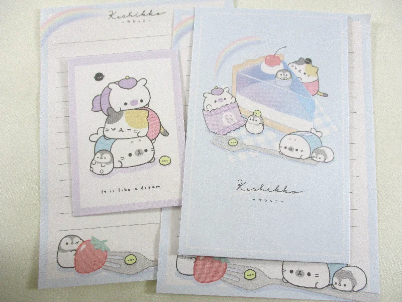 Cute Kawaii Crux Keshikko Seals Mini Letter Sets - Small Writing Note Envelope Set Stationery