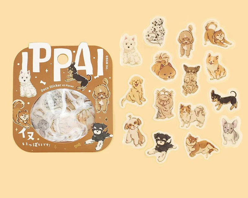 Cute Kawaii BGM Flake Stickers Sack - Dog Puppy Pet - for Journal Agenda Planner Scrapbooking Craft