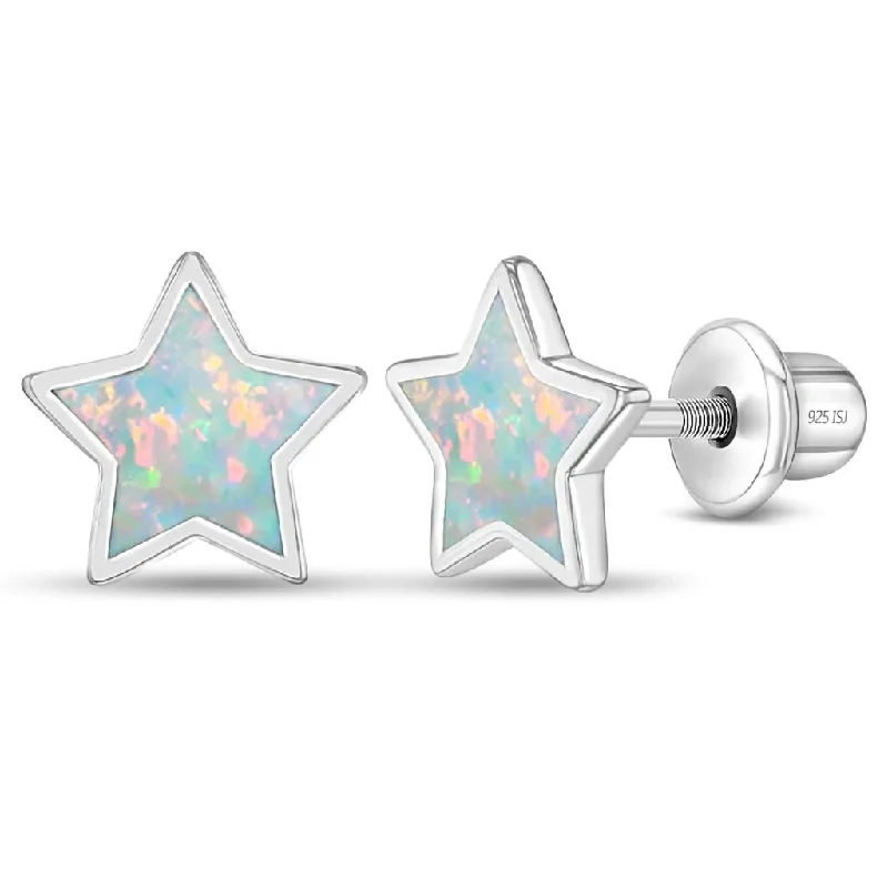 In Season Jewelry : Sparkle Star Girl Earrings-Opal