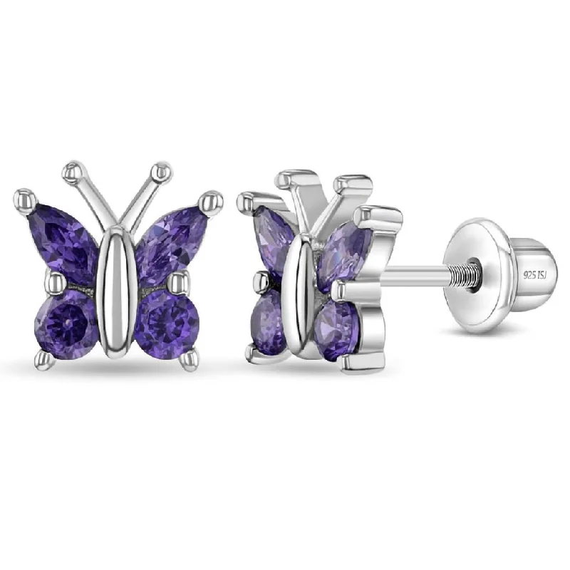 In Season Jewelry : Dainty CZ Butterfly Toddler Earrings