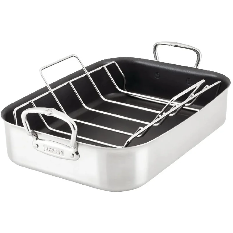 Hestan Provisions Classic Clad Nonstick Roaster with Stainless Steel Rack, 14.5-inch 31685