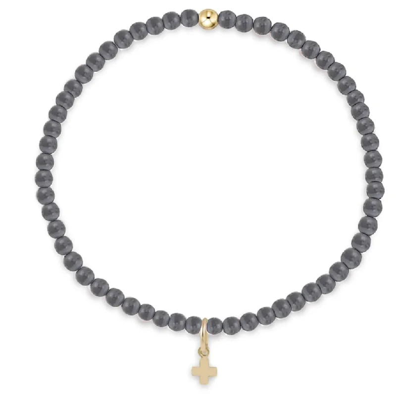 enewton design : Gemstone 3mm Signature Cross Bead Bracelet - Hematite