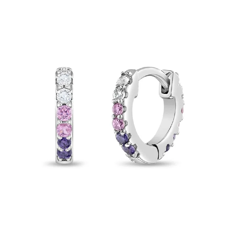 In Season Jewelry : Double Sided Prong CZ Hoop Earrings