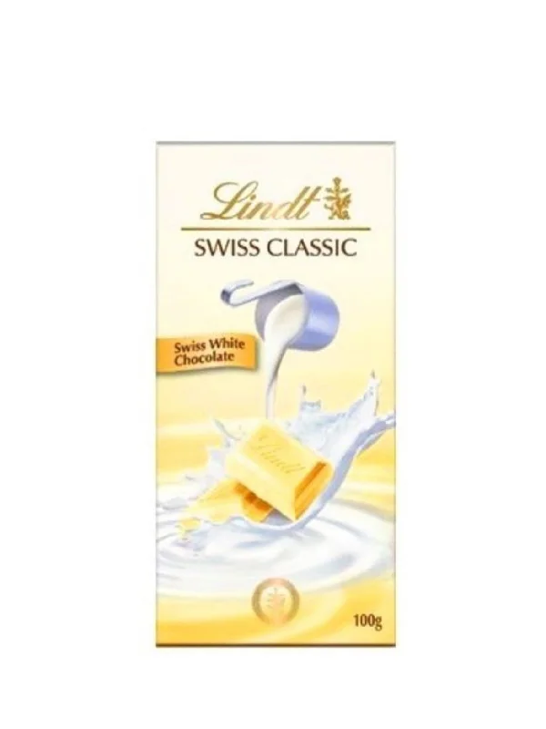 LINDT SWISS CLASSIC WHITE CHOC 100GM