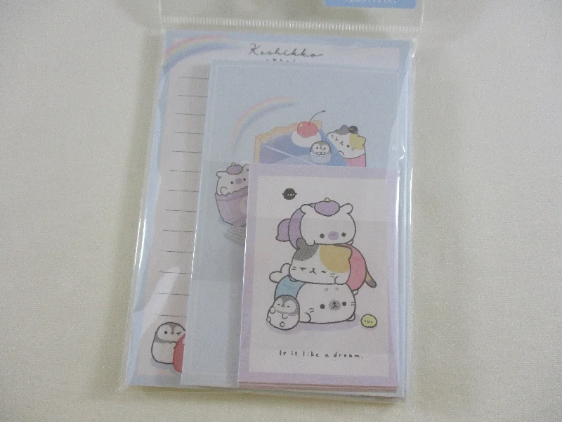 Cute Kawaii Crux Keshikko Seals MINI Letter Set Pack - Stationery Writing Gift Note Paper Envelope