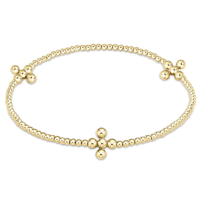 enewton design : Signature Cross Gold Pattern 2mm Bead Bracelet - Gold