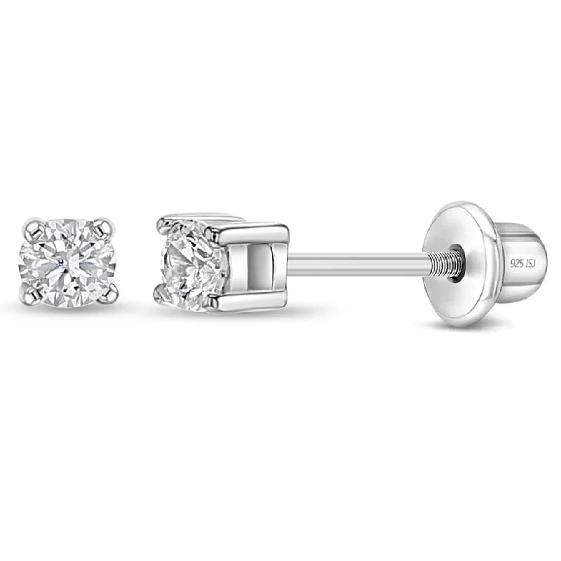 In Season Jewelry : Classic Setting Solitaire Toddler Earrings