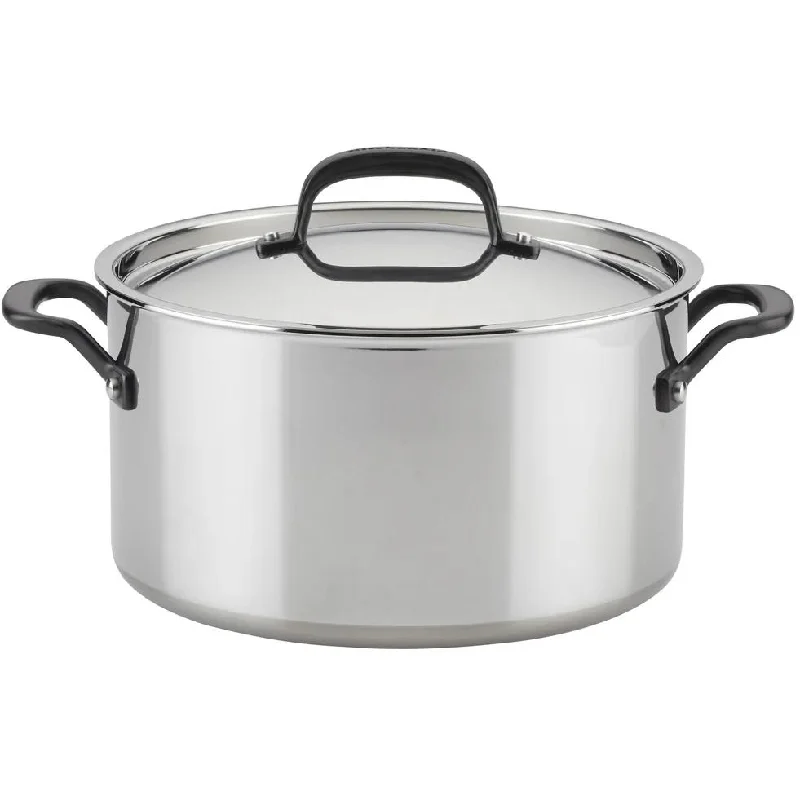 KitchenAid 5-Ply Clad Stainless Steel Stockpot with Lid, 8-Quart 30002-TF05