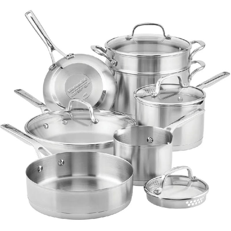 KitchenAid 3-Ply Base Stainless Steel Cookware Set, 11-Piece 71001-TF05