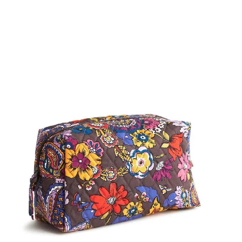 Vera Bradley : Large Cosmetic Bag -  Colorful Bouquet in Cotton Gabardine