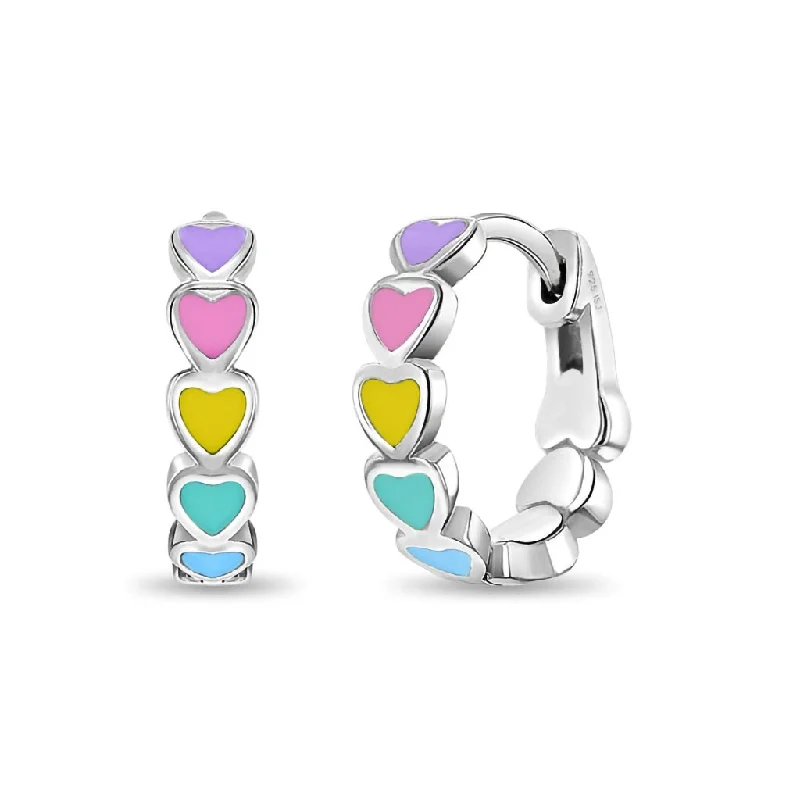 In Season Jewelry : Heart Cascade Girls Huggie Hoops