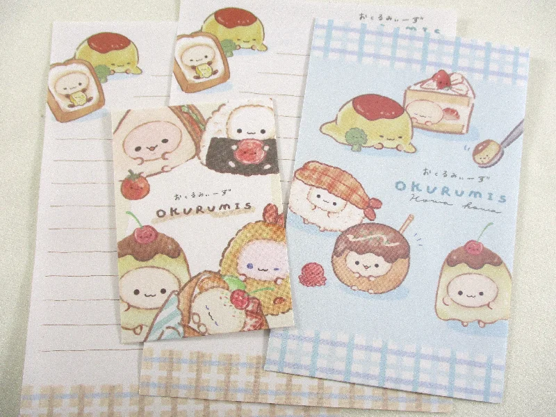 Cute Kawaii Crux Food Okurumis Mini Letter Sets - Small Writing Note Envelope Set Stationery