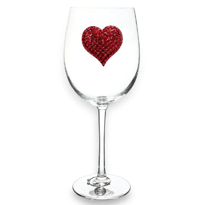 The Queens' Jewels : Red Heart Jeweled Stemmed Wine Glass