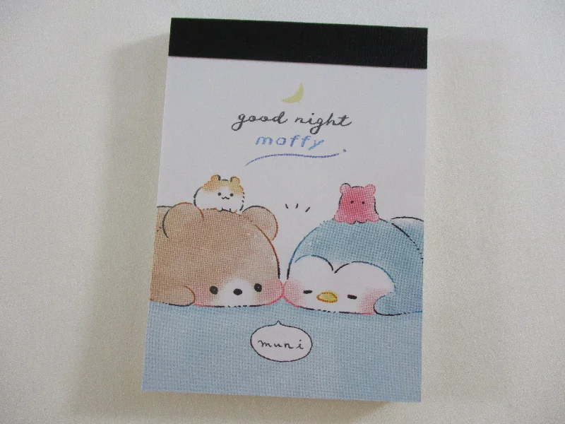 Cute Kawaii Kamio Good Night Moffy Bear Hamster Penguin Mini Notepad / Memo Pad - Stationery Designer Paper Collection