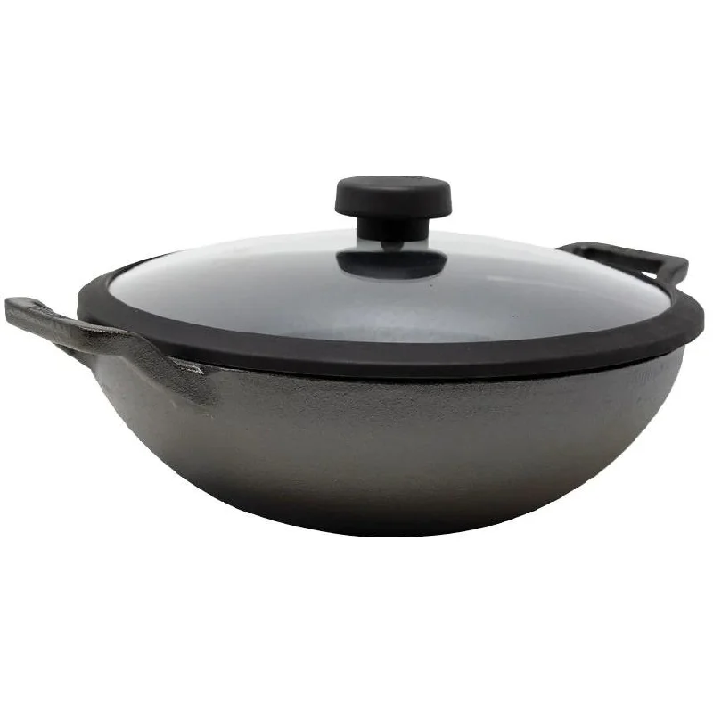 Meyer 30cm Cast Iron Kadai with Lid 48496