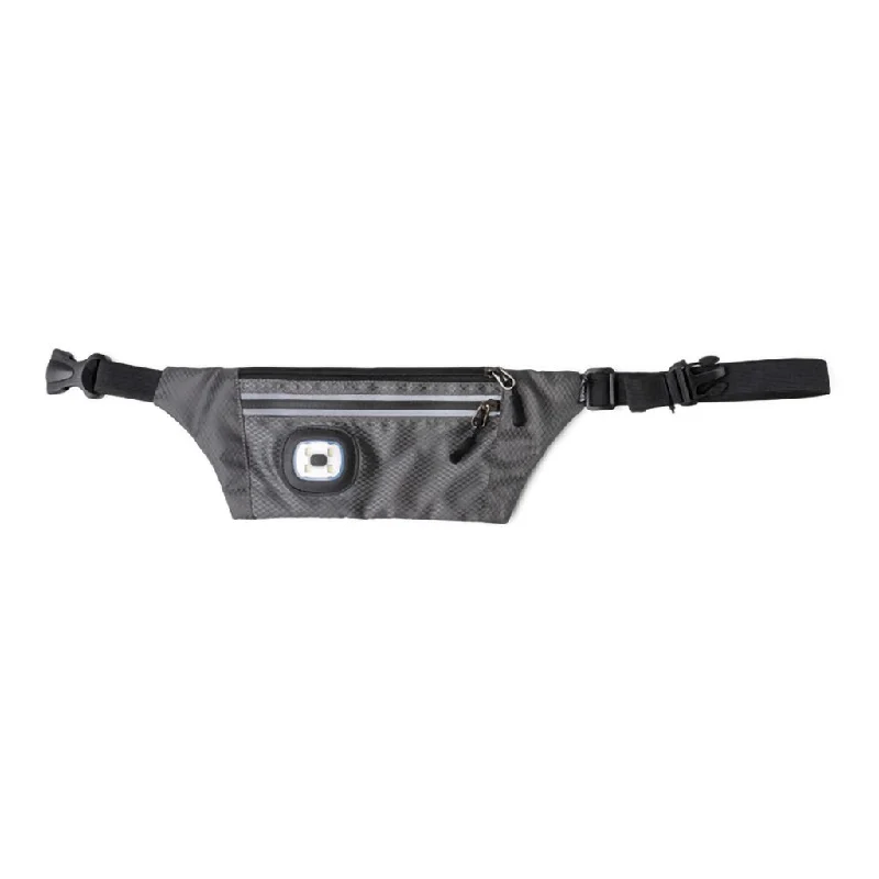 DM Merchandising : Night Scope Sling Bag with Reflective Zippers in Charcoal