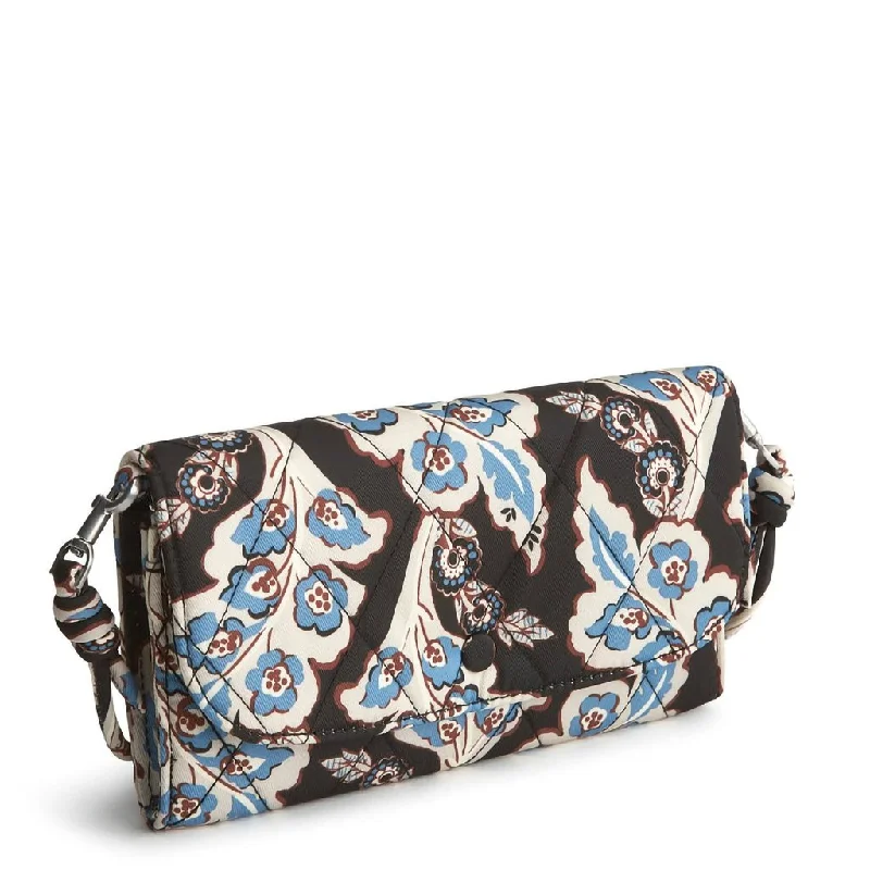 Vera Bradley : Wildwood Wallet Crossbody - Calyx + Quill Black in Polyester Twill