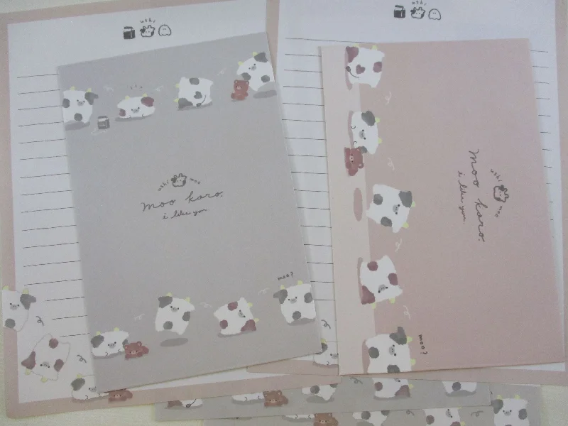 Cute Kawaii Q-Lia Ushi Moo Koro Cow Letter Sets - Writing Paper Envelope Stationery