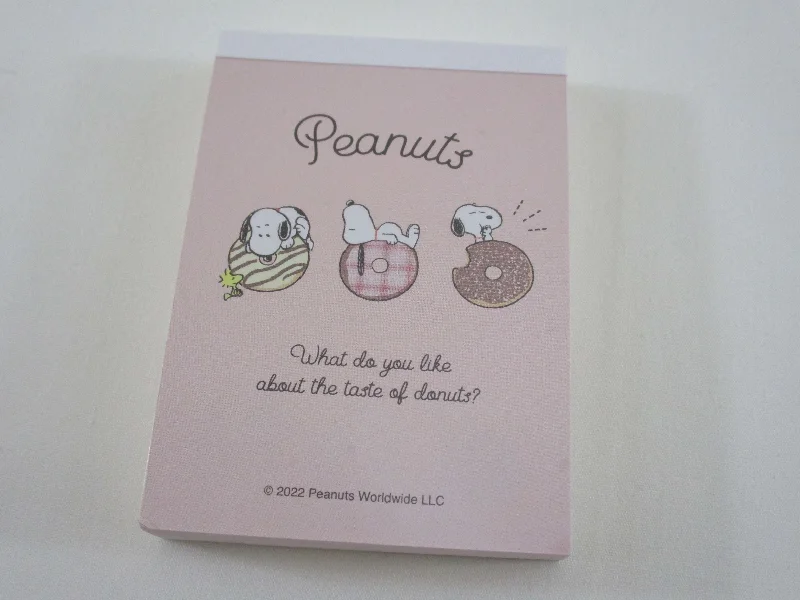 Cute Kawaii Peanuts Snoopy Mini Notepad / Memo Pad Kamio - O Donuts - Stationery Designer Paper Collection