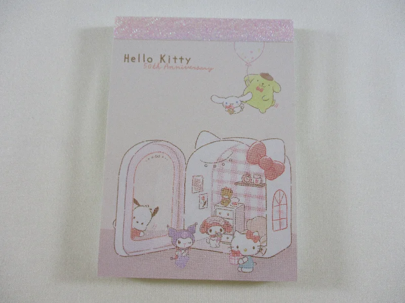 Cute Kawaii Kamio Sanrio Characters Hello Kitty 50th Anniversary Mini Notepad / Memo Pad - B - Stationery Designer Paper Collection