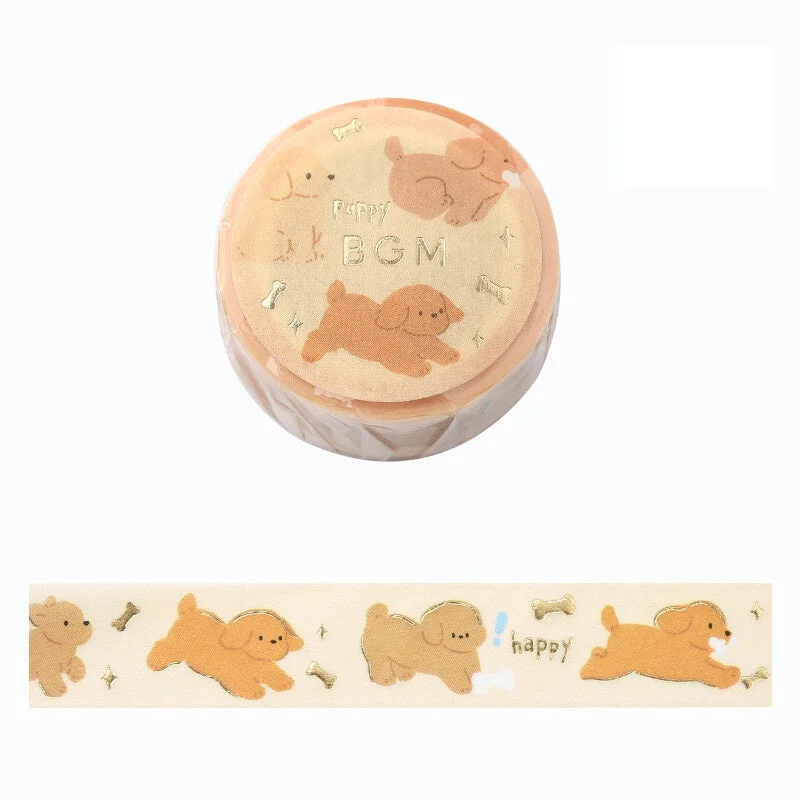 Cute Kawaii BGM Washi / Masking Deco Tape - Dog Playful Run Jump Puppy Puppies Pet Friend - for Scrapbooking Journal Planner Craft Stationery Decor Agenda Schedule