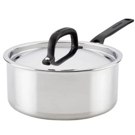 KitchenAid 5-Ply Clad Stainless Steel Saucepan with Lid, 3-Quart 30050