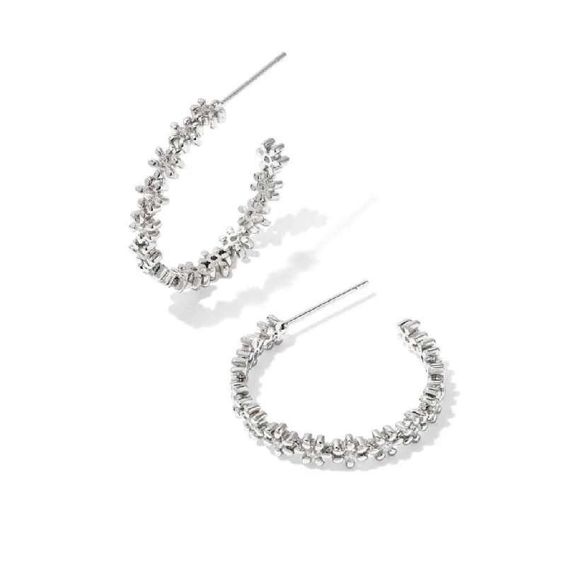 Kendra Scott : Jada Silver Hoop Earrings in White Crystal