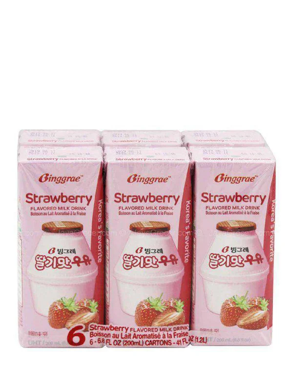 BINGGRAE STRAWBERRY MILK 6X200ML