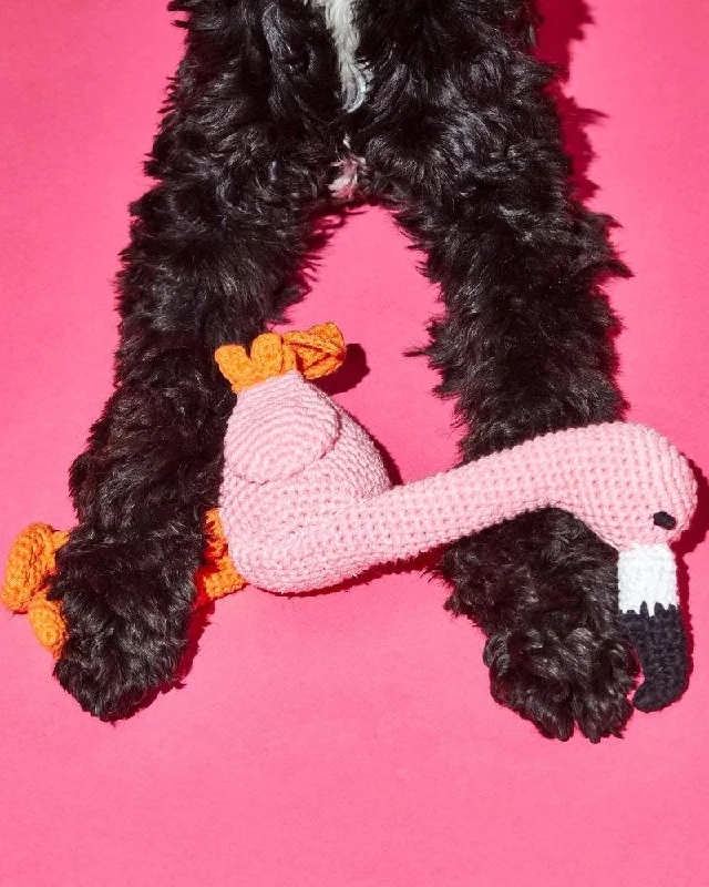 Hand Crochet Flamingo Dog Toy